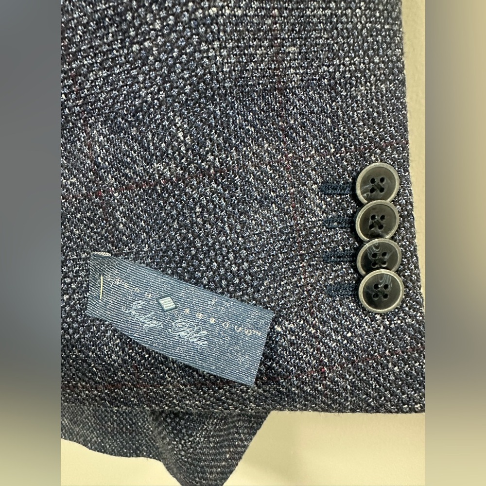 Joseph Abboud E. Thomas Men’s Blazer “Indigo Blue” Size 46 Long- wool linen silk - Picture 3 of 8